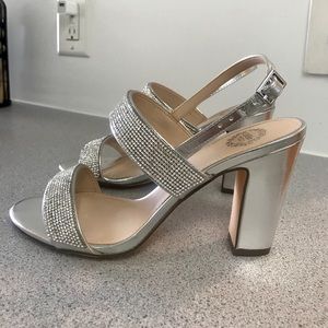 Size 8 I. Miller Silver Jeweled Pumps, 3 3/4” Heel